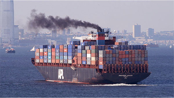 containerschepen zeer vervuilend